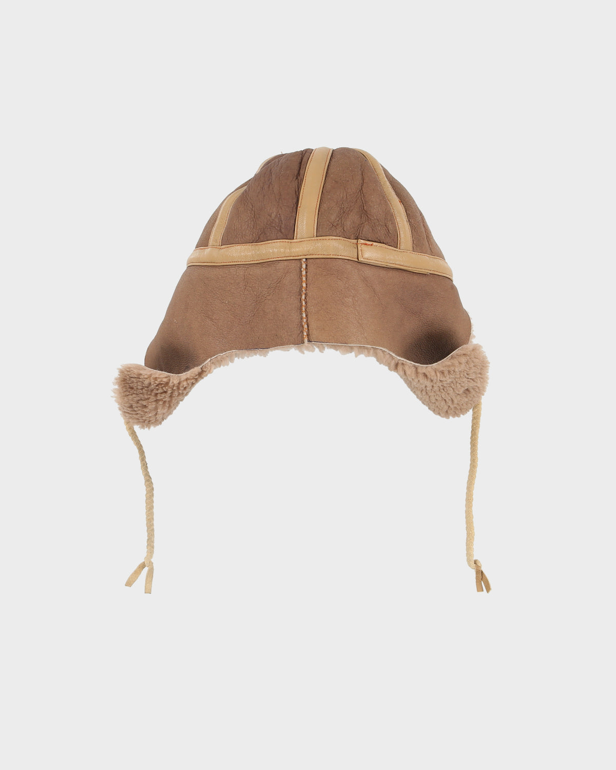 Vintage 1980s Sheepskin Leather Aviator Trapper Hat - S