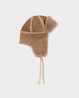 Vintage 1980s Sheepskin Leather Aviator Trapper Hat - S