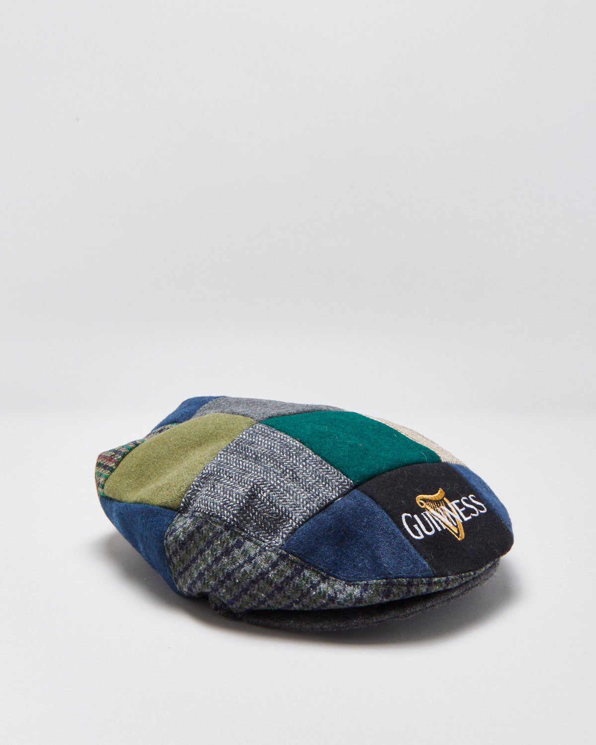 Vintage Guinness Wool Blend Tweed Patchwork Flat Cap - M