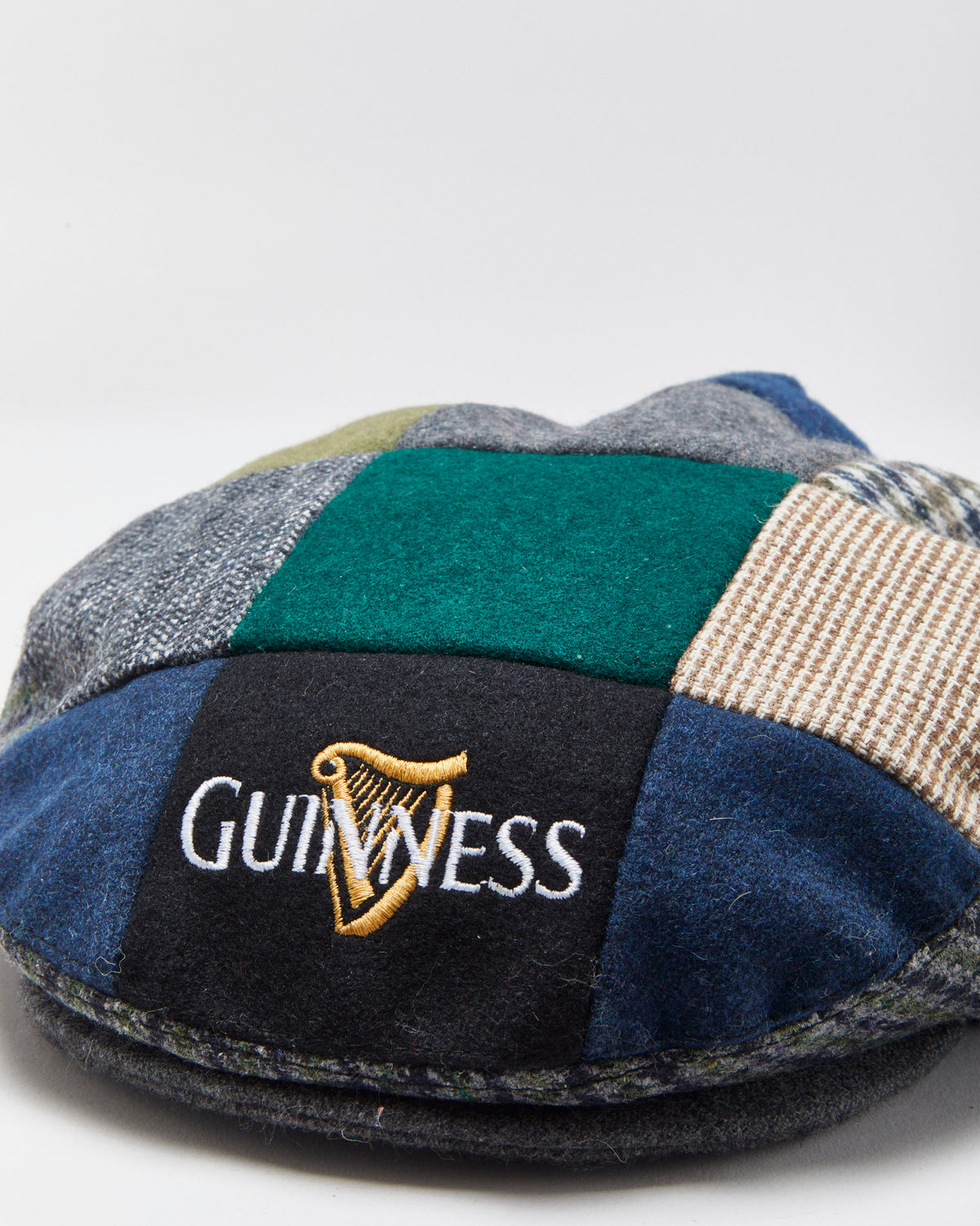 Vintage Guinness Wool Blend Tweed Patchwork Flat Cap - M