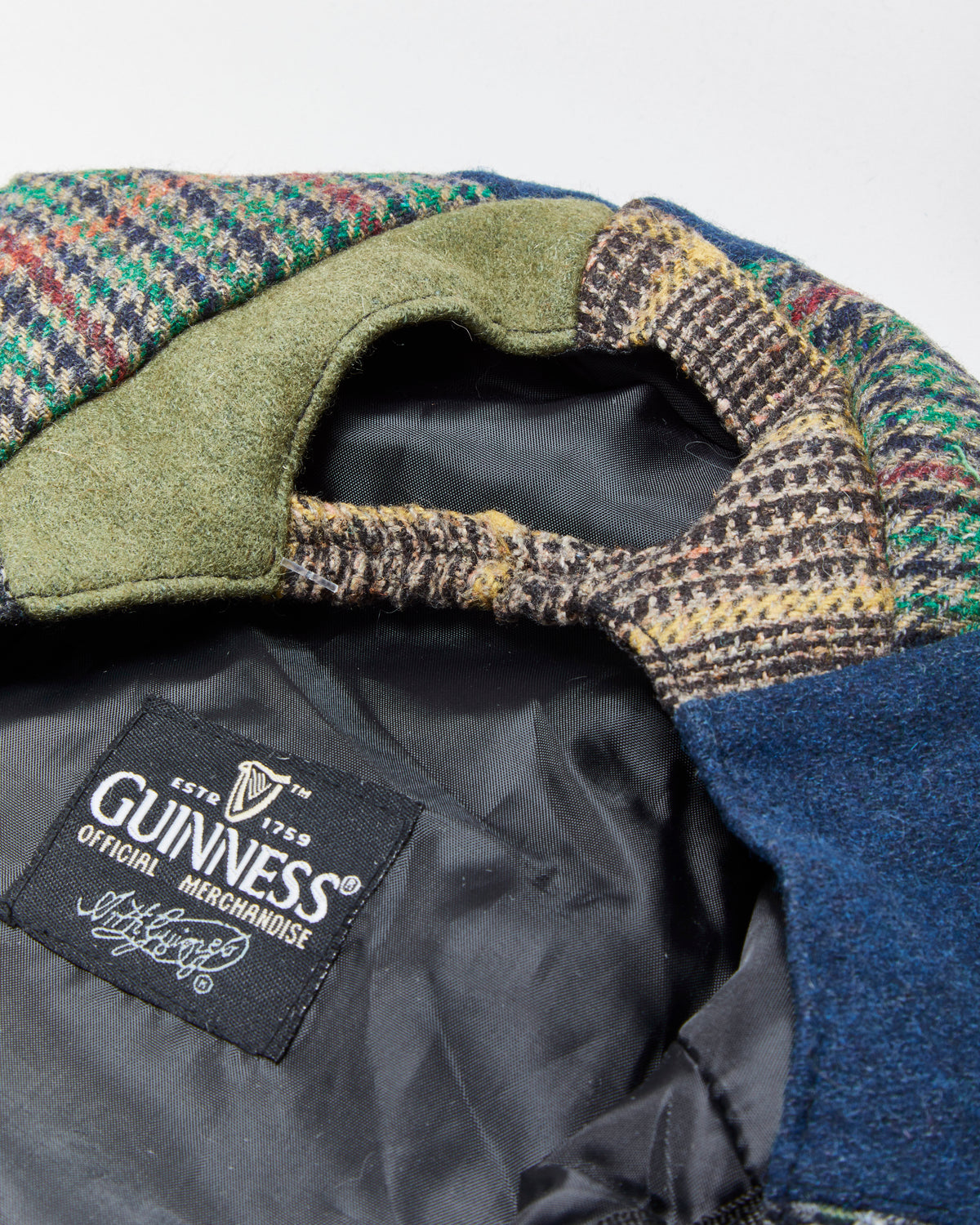 Vintage Guinness Wool Blend Tweed Patchwork Flat Cap - M