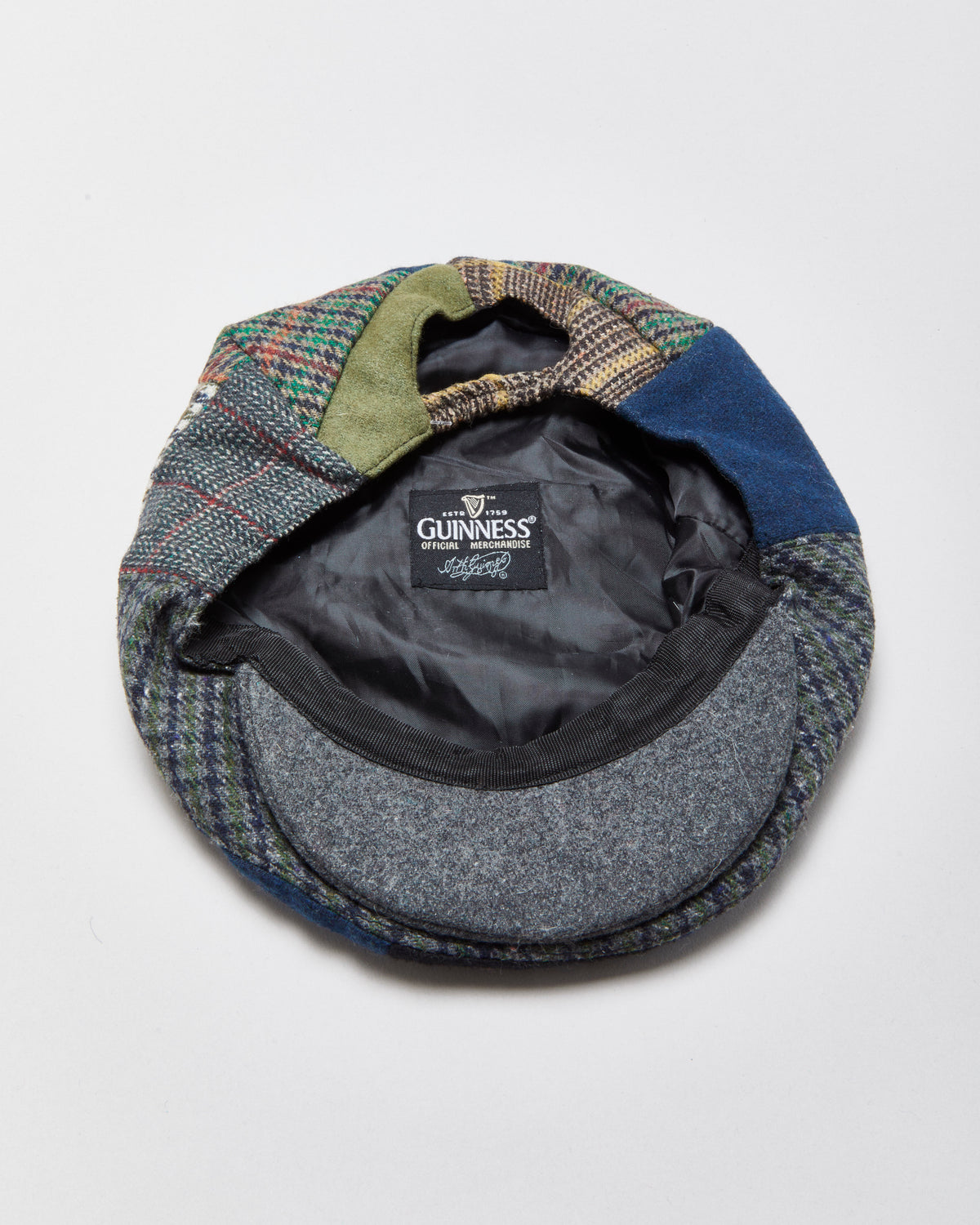 Vintage Guinness Wool Blend Tweed Patchwork Flat Cap - M