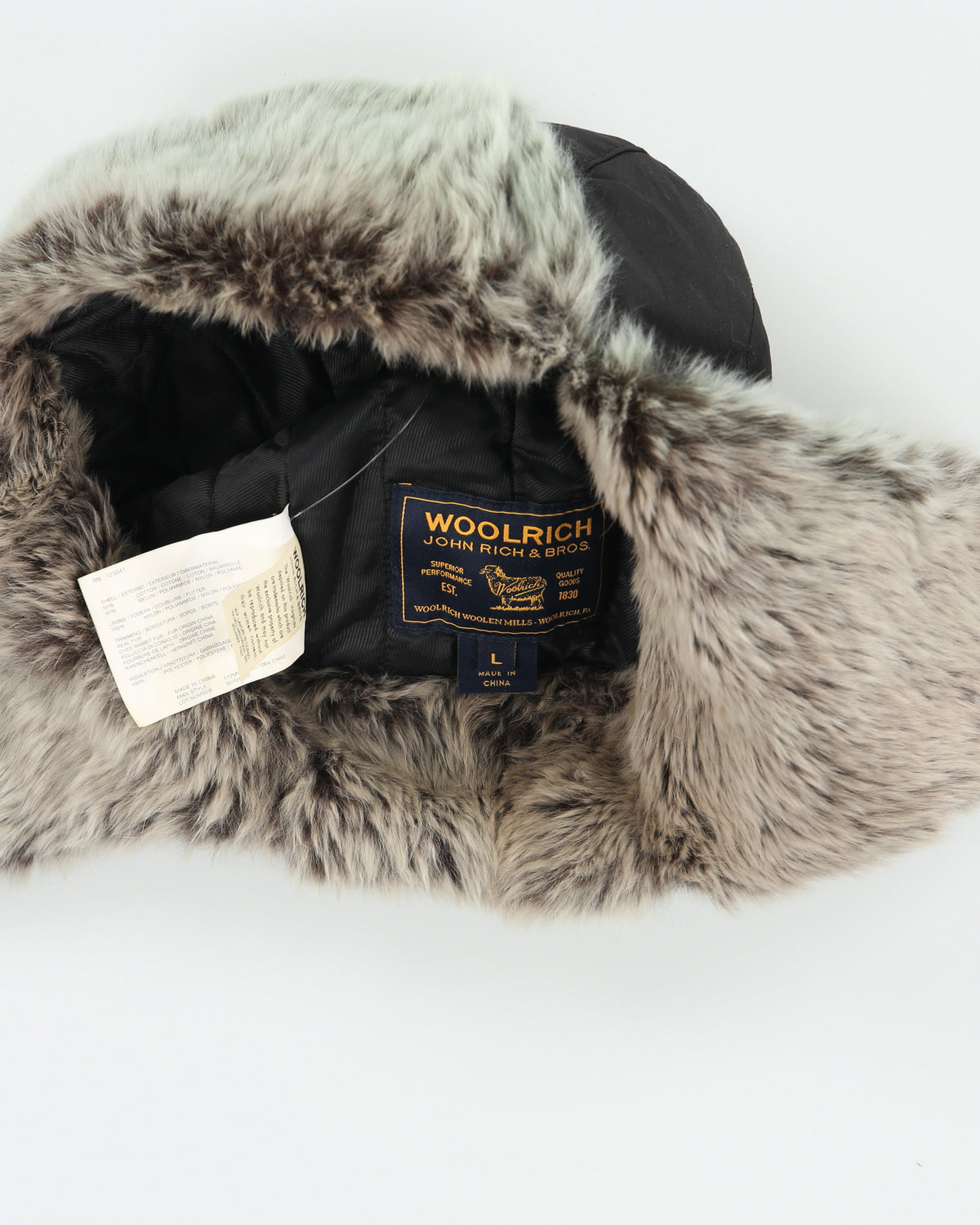 Vintage Woolrich Quilted Waterproof Canvas Lapin Fur Trapper Hat - L