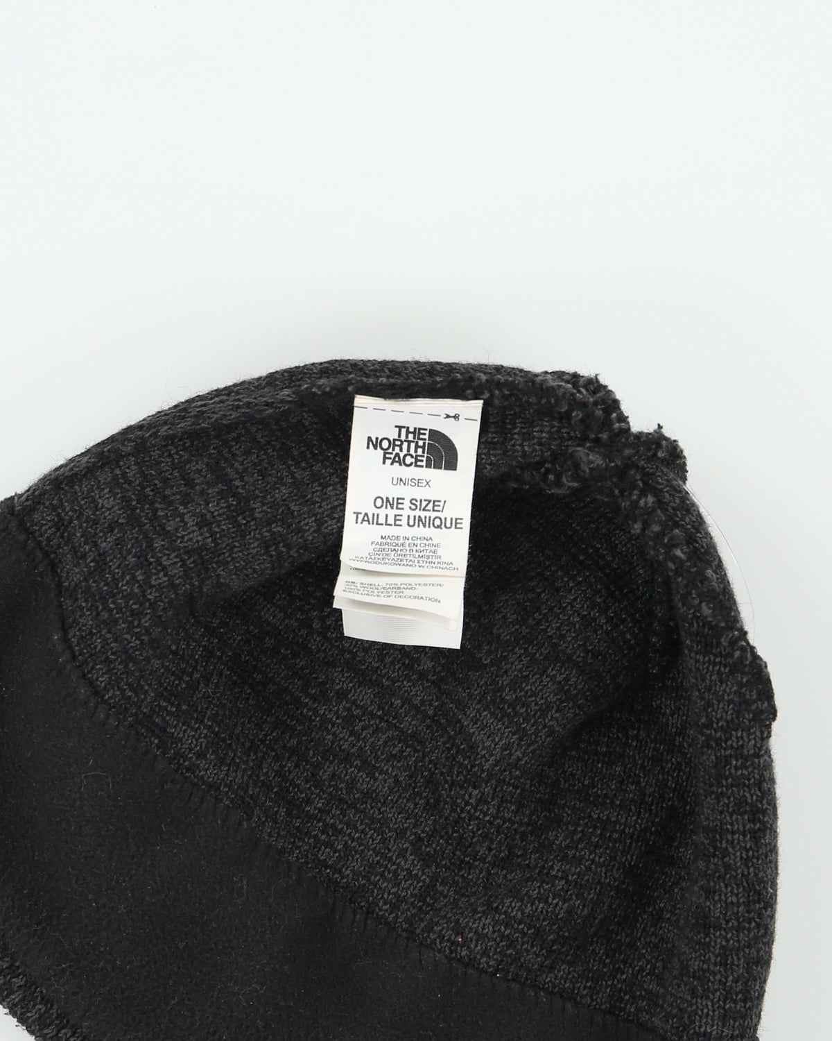 The North Face Marl Grey Wool Blend Knit Fleece Lined Skullcap Beanie - OS