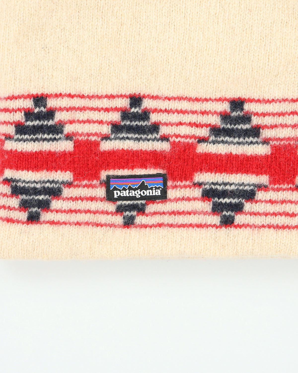 Patagonia Backslide Toasted White Pueblo Striped Wool Knit Skullcap Beanie - OS