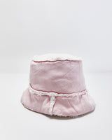 Vintage Y2K 00s Baby Pink Faux Sheepskin Bucket Hat - M/L
