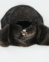 Vintage Y2K 00s FRR Canada Sheepskin Leather Aviator Captain Trapper Hat - L/XL