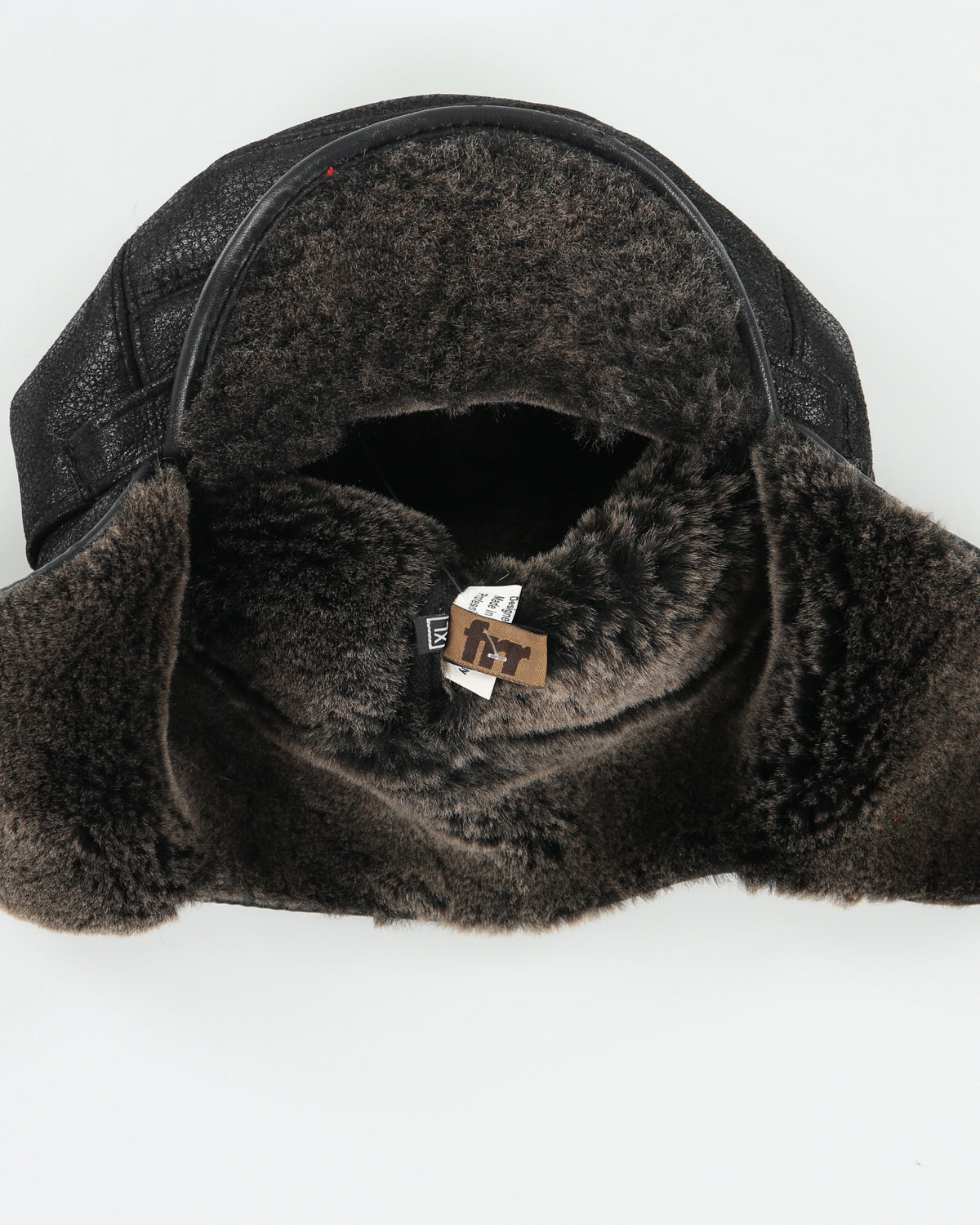 Vintage Y2K 00s FRR Canada Sheepskin Leather Aviator Captain Trapper Hat - L/XL