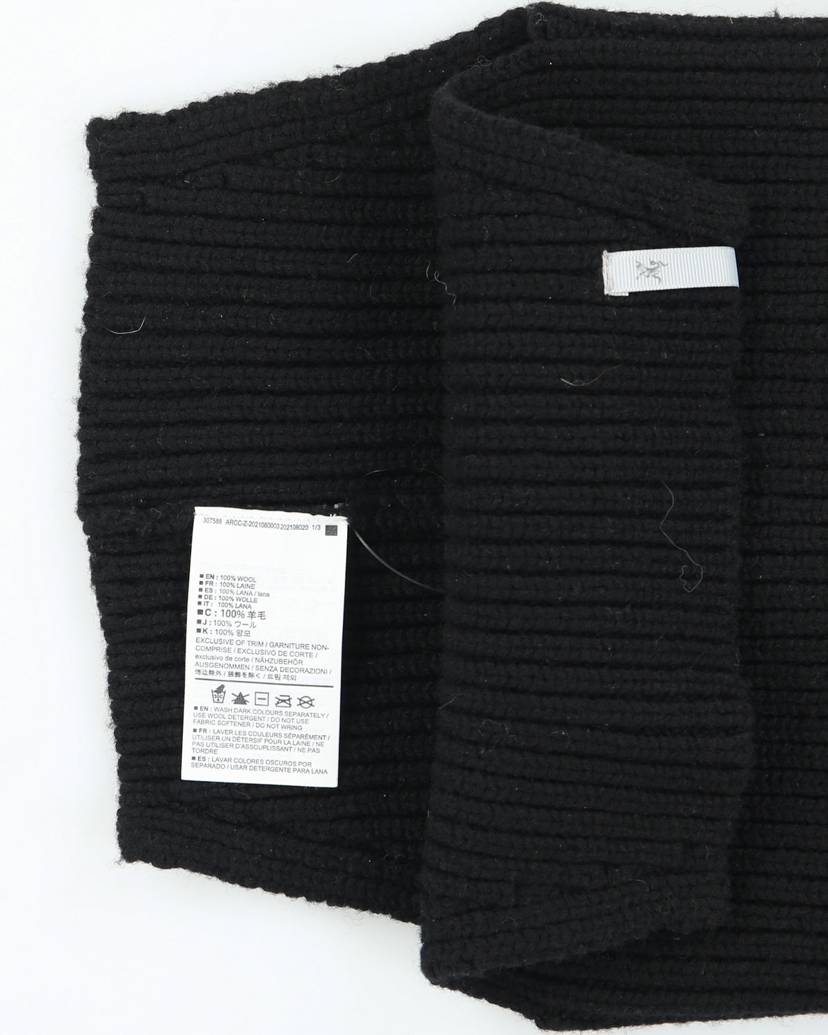 Arc'teryx Black Lemae Wool Ribbed Knit Balaclava - L