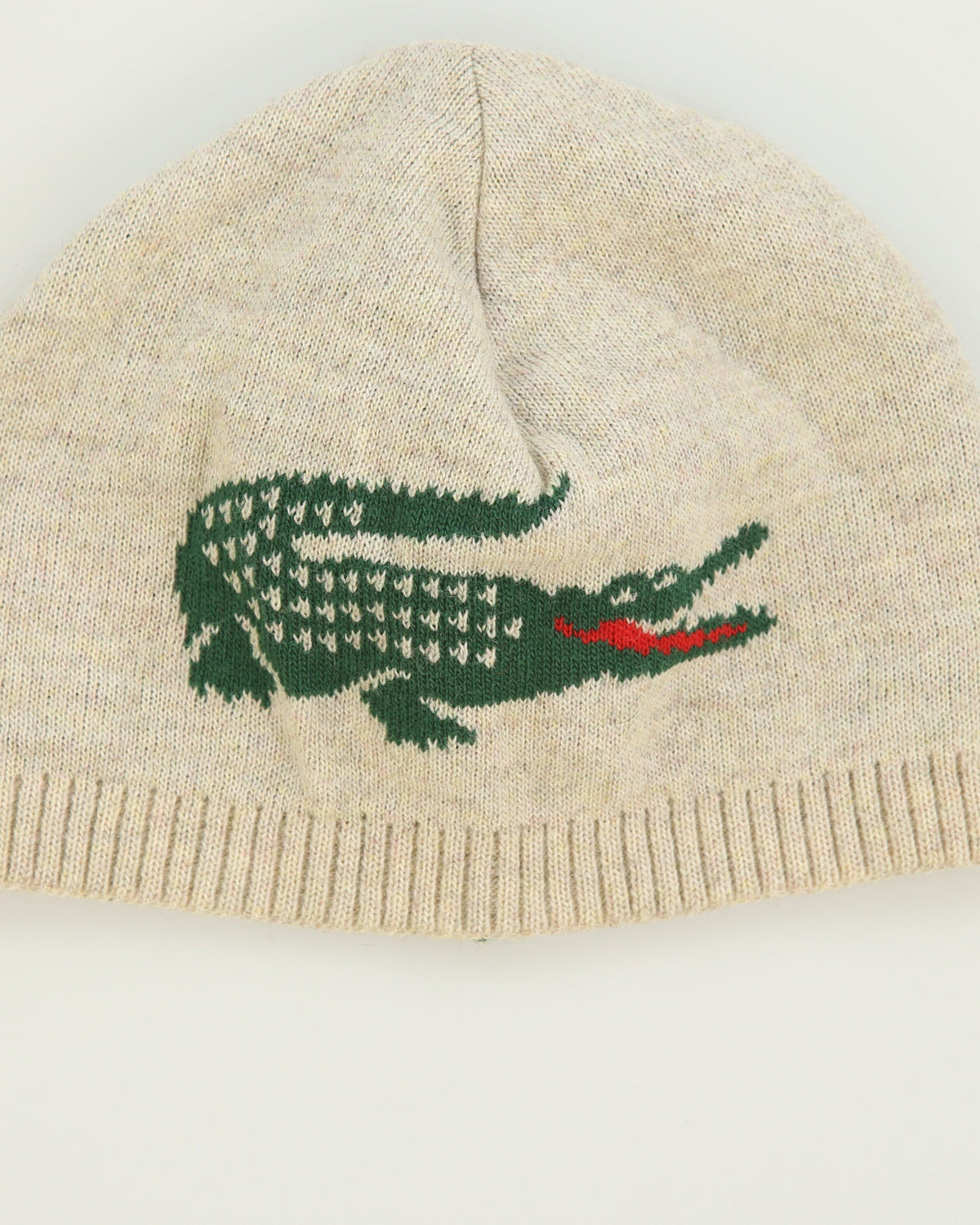 Vintage Y2K 00s Lacoste Wool Blend Made In France Knit Croc Skullcap Beanie - L
