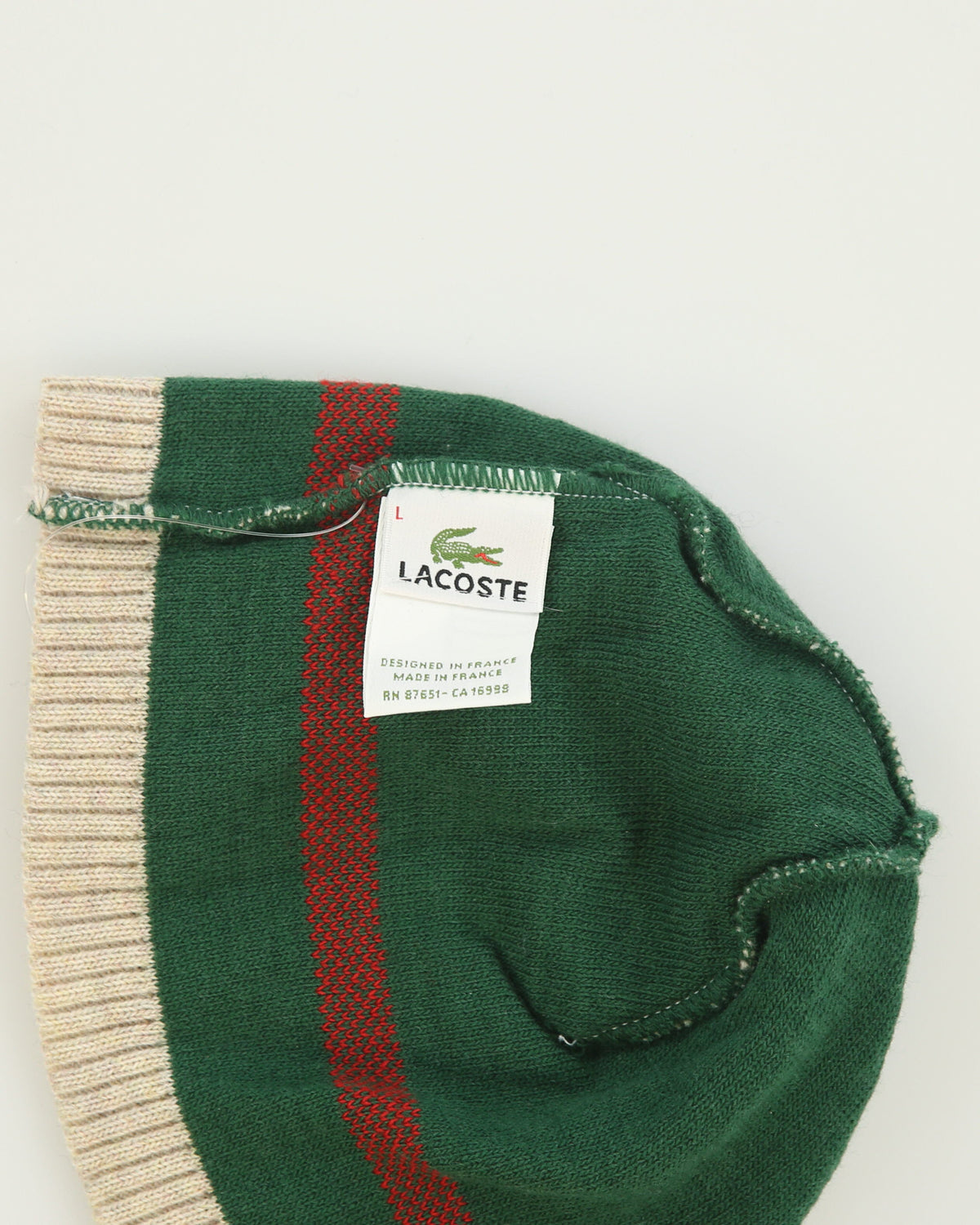 Vintage Y2K 00s Lacoste Wool Blend Made In France Knit Croc Skullcap Beanie - L