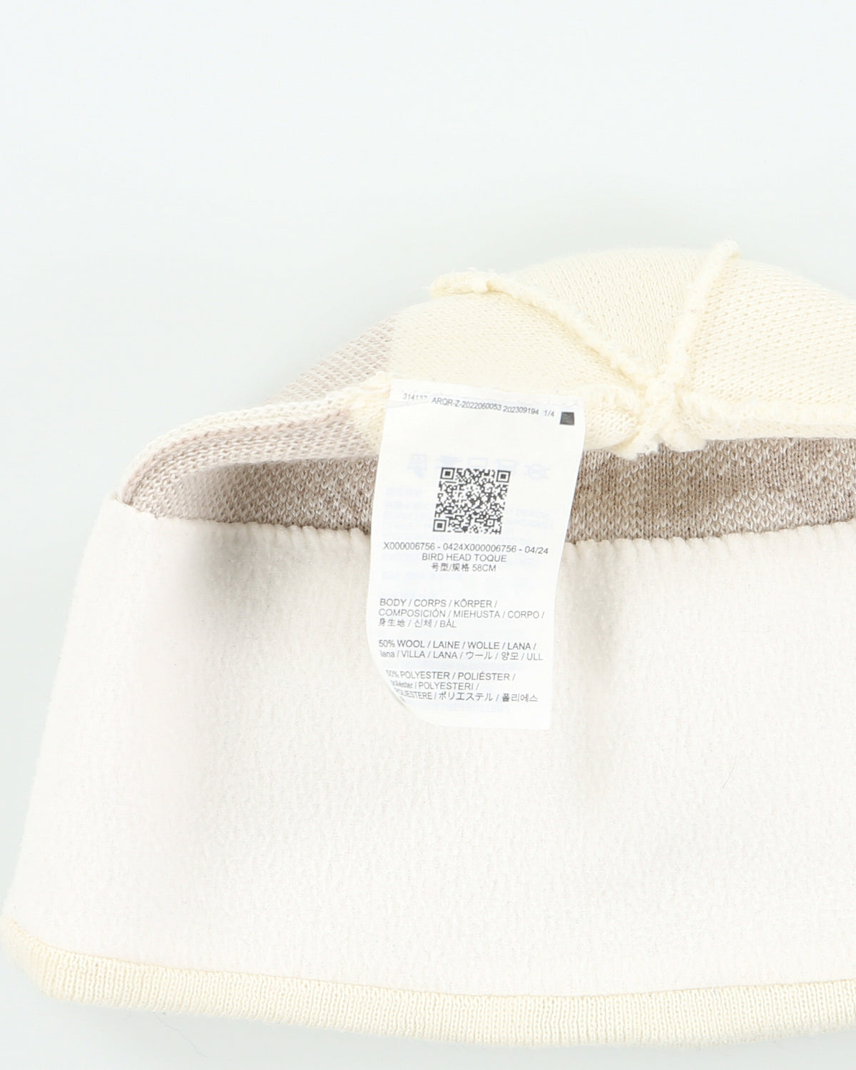 Arc'teryx Cream Bird Head Toque Wool Blend Fleece Lined Skullcap Beanie - OS
