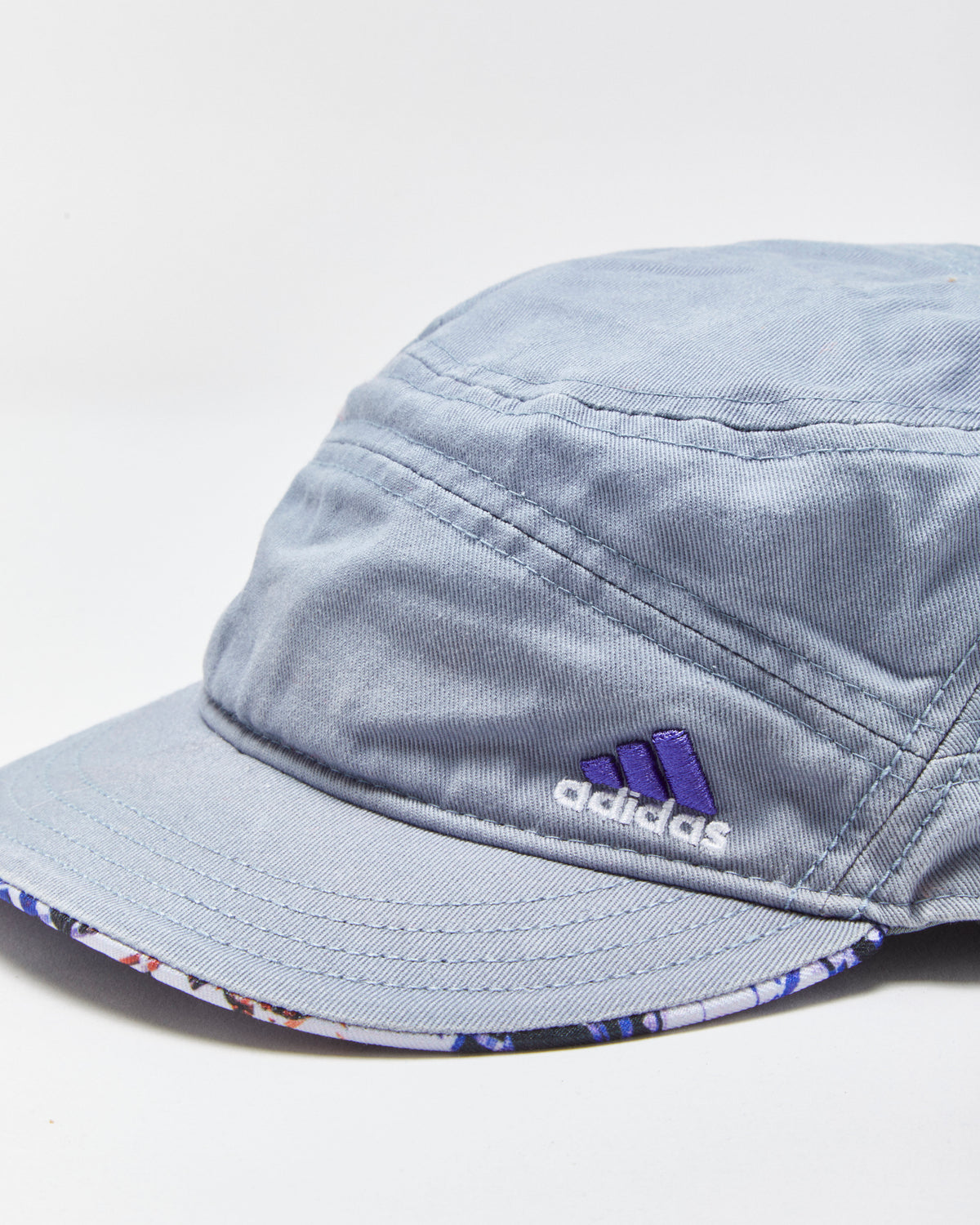 Vintage Y2K 00s Adidas Violet Grey Canvas Velcro Army Cap - OS