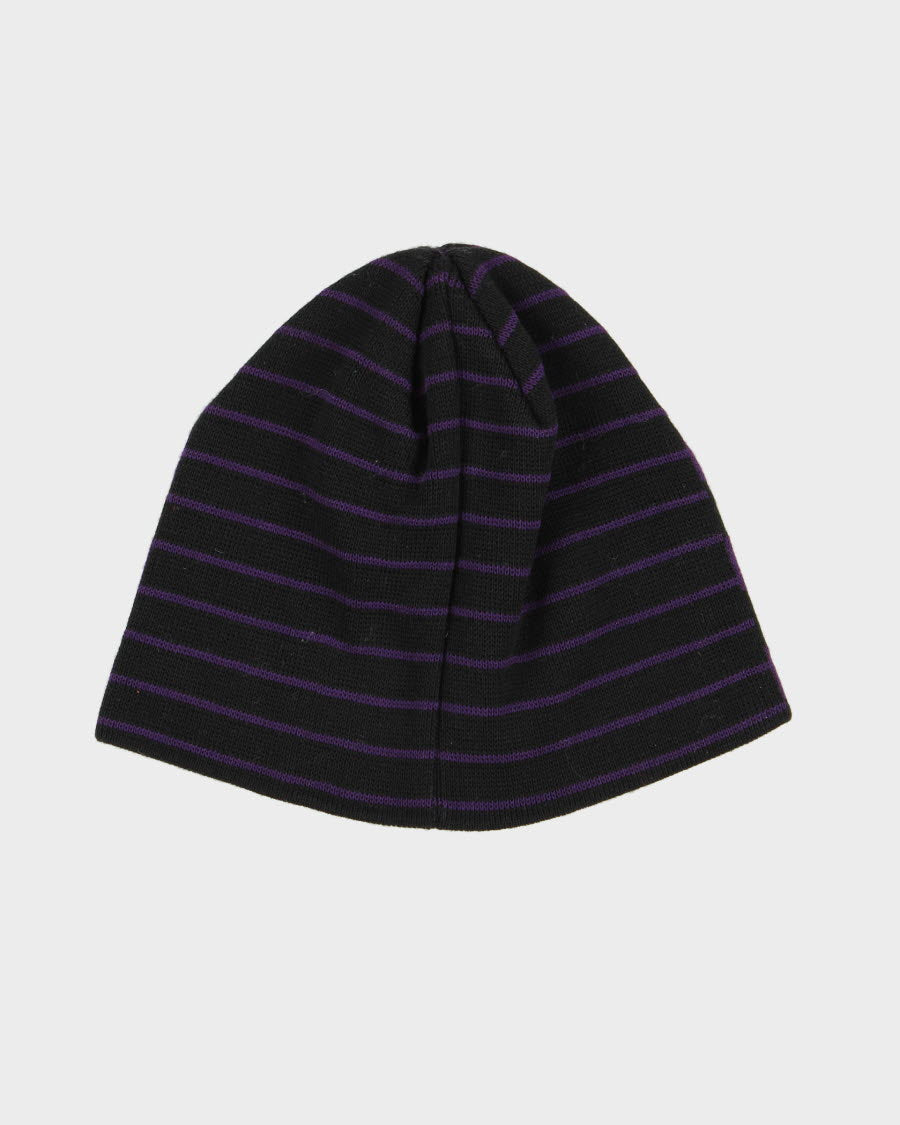 Unisex Black And Purple Striped Stussy Beanie