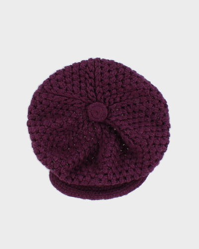 Unisex Purple Hand Knit Beanie