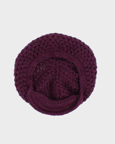 Unisex Purple Hand Knit Beanie