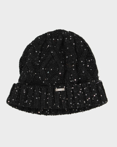 Unisex Black Calvin Klein Sparkly Beanie