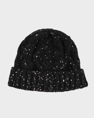 Unisex Black Calvin Klein Sparkly Beanie