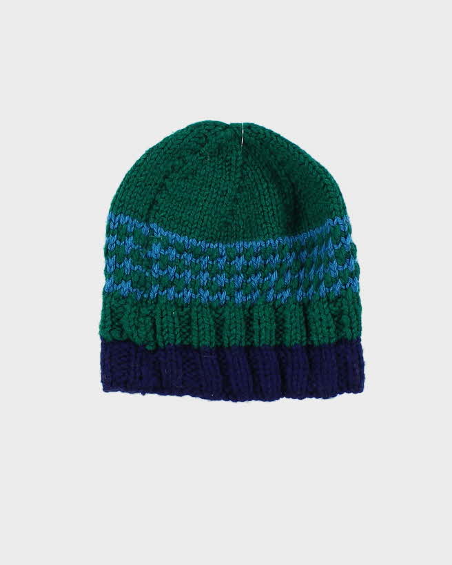 Unisex Green Hand Knit Beanie - O/S