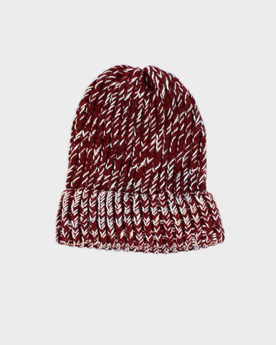 Unisex Red Hand Knit Beanie - O/S