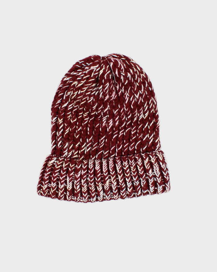 Unisex Red Hand Knit Beanie - O/S