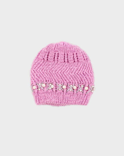 Unisex Pink Hand Knit Beanie - O/S
