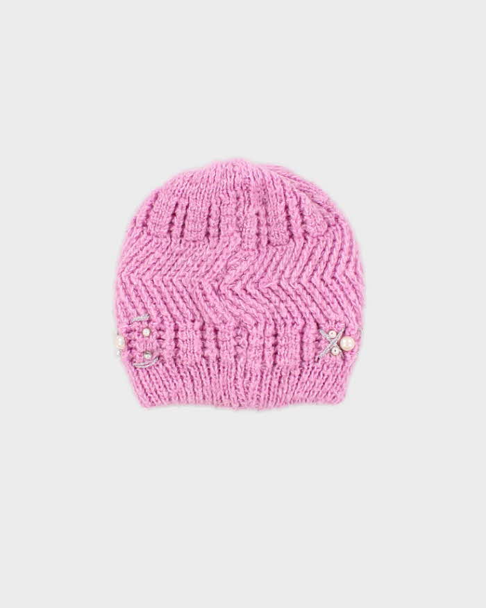 Unisex Pink Hand Knit Beanie - O/S