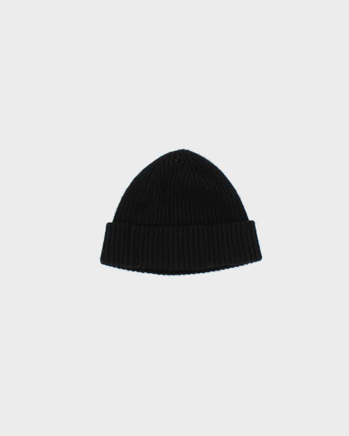 Vintage Polo Ralph Lauren Black Ribbed Wool Blend Beanie - One Size
