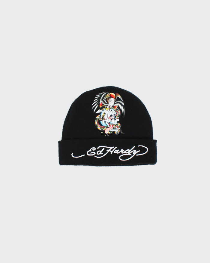 Vintage Y2K 00s Ed Hardy Black Beanie - One Size