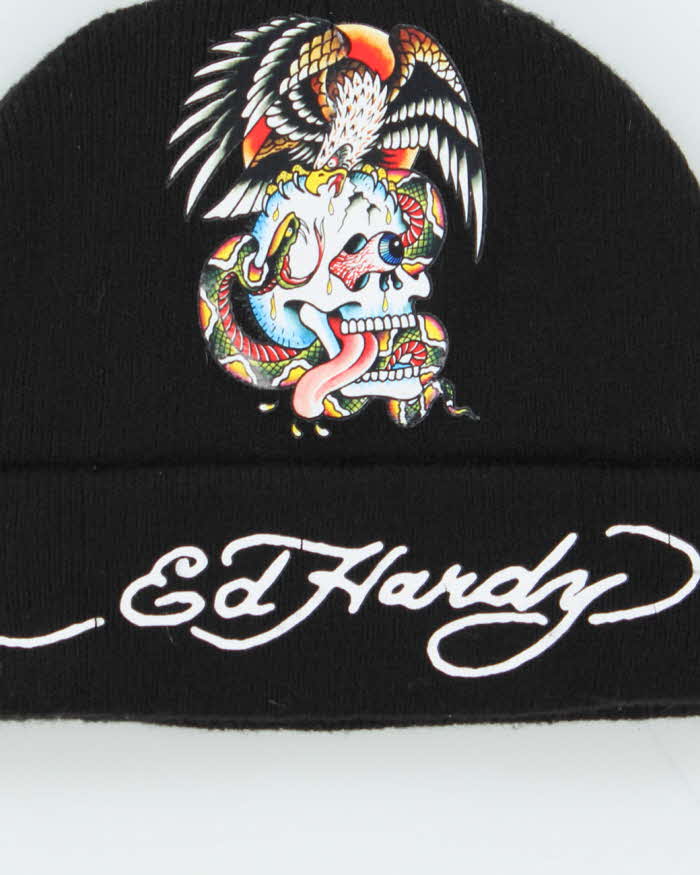 Vintage Y2K 00s Ed Hardy Black Beanie - One Size