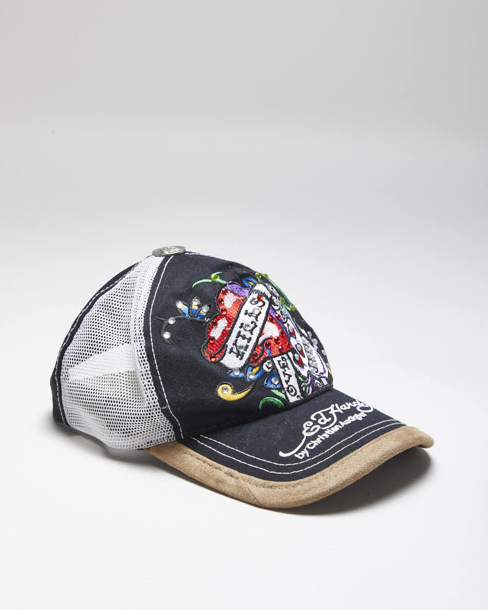 Vintage Y2K Unisex Ed Hardy Embroidered Sequined Trucker Cap - One Size