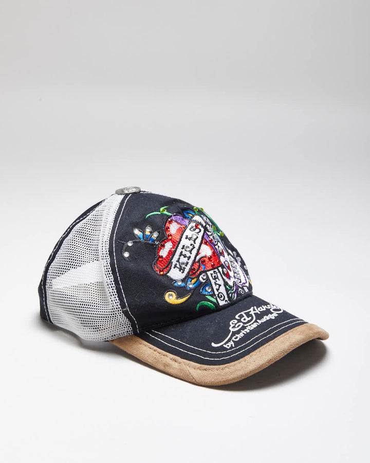 Vintage Y2K Unisex Ed Hardy Embroidered Sequined Trucker Cap - One Size