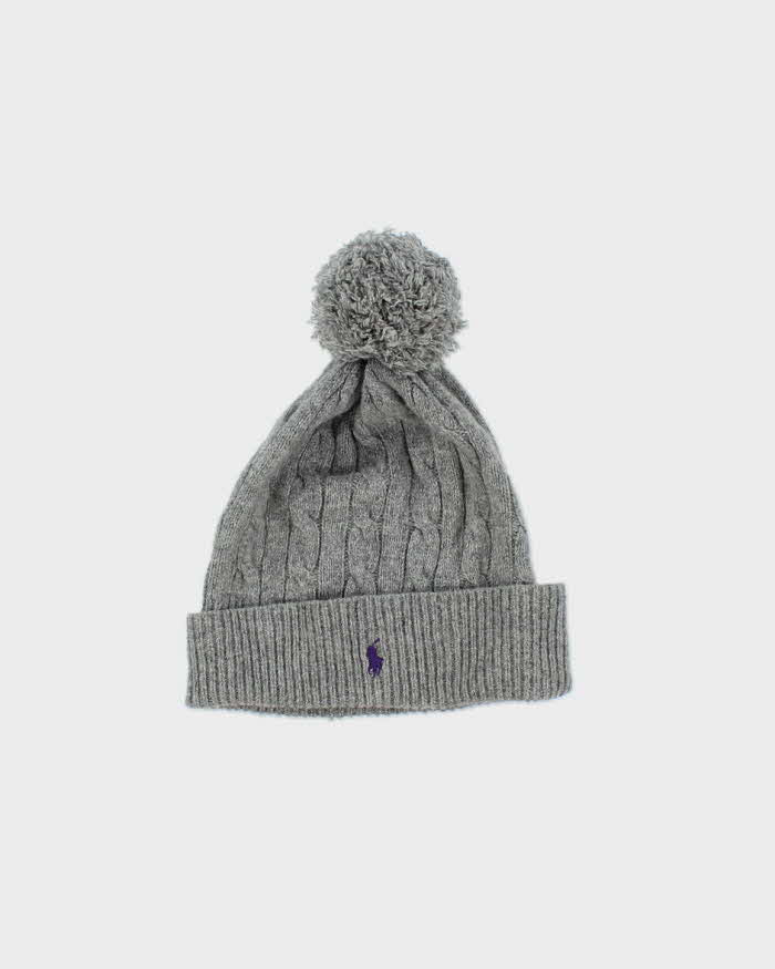 Vintage Polo Ralph Lauren Wool Cashmere Blend Cable Knit Bobble Beanie - One Size