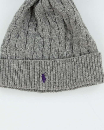 Vintage Polo Ralph Lauren Wool Cashmere Blend Cable Knit Bobble Beanie - One Size