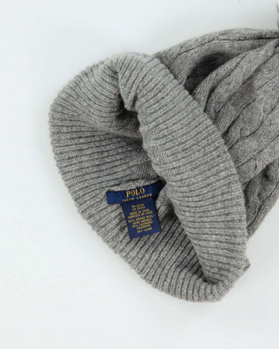 Vintage Polo Ralph Lauren Wool Cashmere Blend Cable Knit Bobble Beanie - One Size