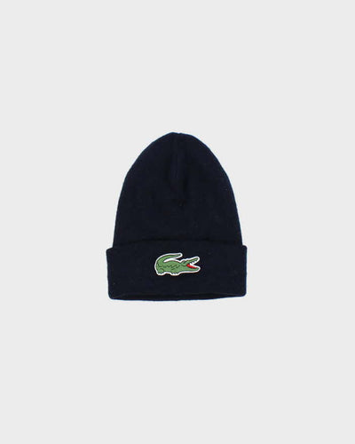 Vintage Lacoste Navy Large Croc Wool Blend Beanie - O/S