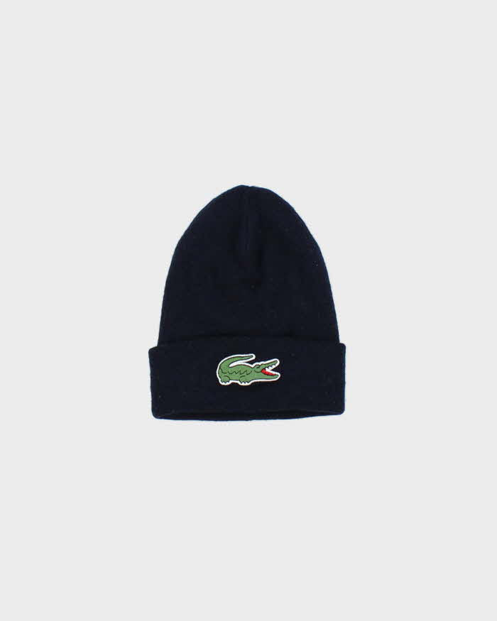 Vintage Lacoste Navy Large Croc Wool Blend Beanie - O/S