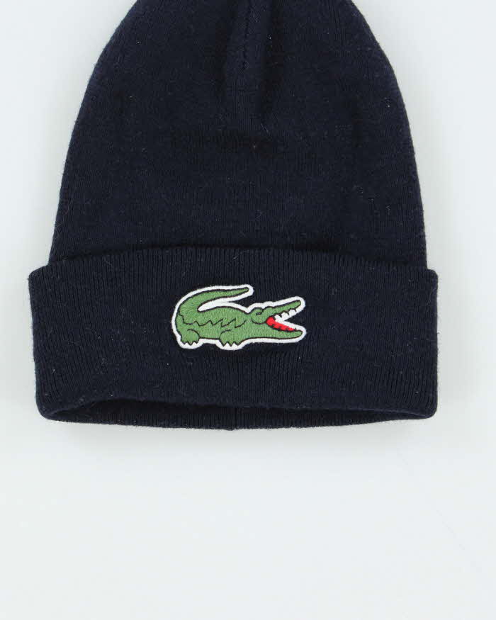 Vintage Lacoste Navy Large Croc Wool Blend Beanie - O/S