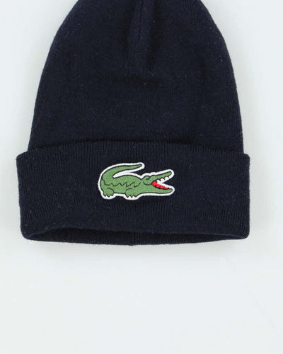 Vintage Lacoste Navy Large Croc Wool Blend Beanie - O/S
