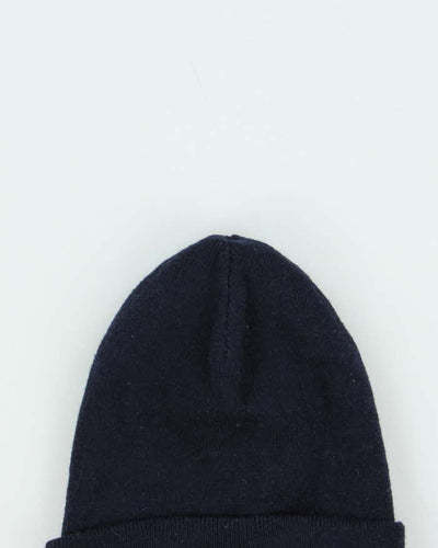 Vintage Lacoste Navy Large Croc Wool Blend Beanie - O/S