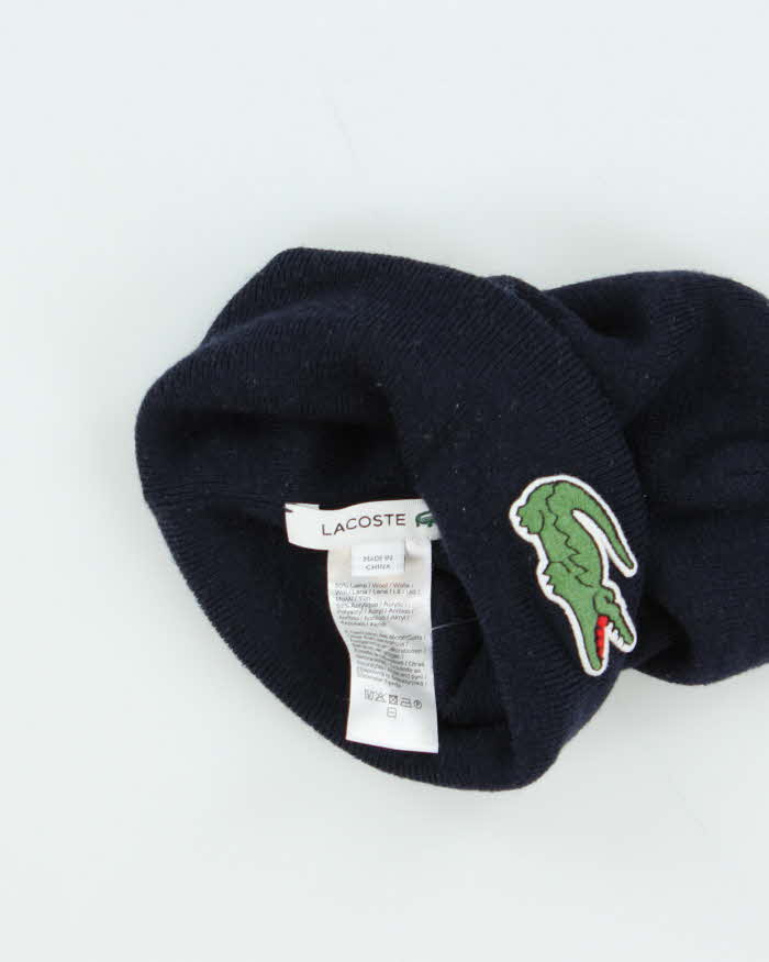 Vintage Lacoste Navy Large Croc Wool Blend Beanie - O/S