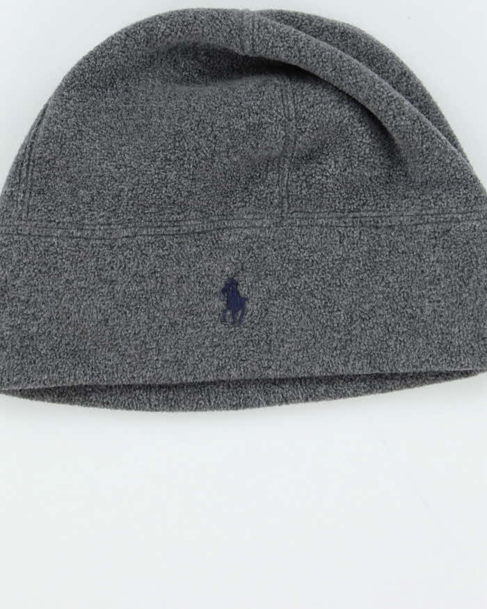 Vintage Polo Ralph Lauren Grey Fleece Skull Cap Beanie - O/S