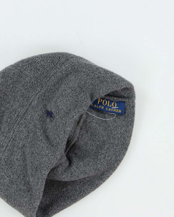 Vintage Polo Ralph Lauren Grey Fleece Skull Cap Beanie - O/S