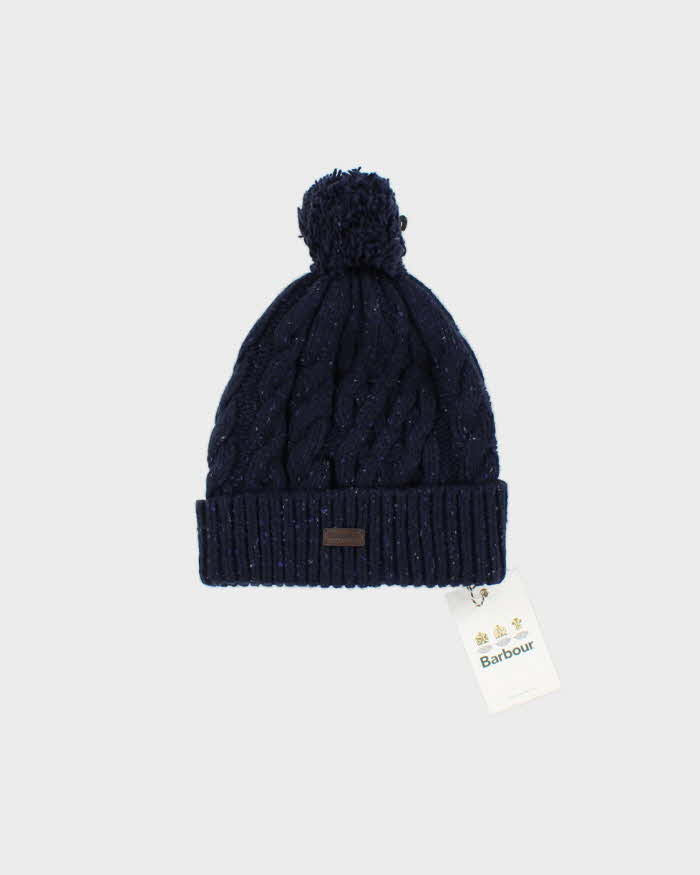 DSWT Vintage Navy Barbour Seaton Pom Wool Beanie - O/S