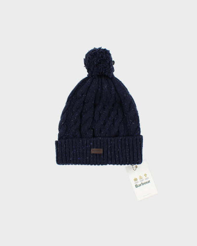 DSWT Vintage Navy Barbour Seaton Pom Wool Beanie - O/S