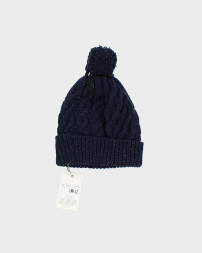DSWT Vintage Navy Barbour Seaton Pom Wool Beanie - O/S