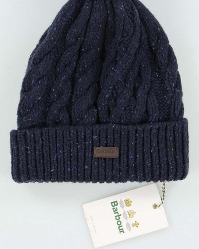DSWT Vintage Navy Barbour Seaton Pom Wool Beanie - O/S