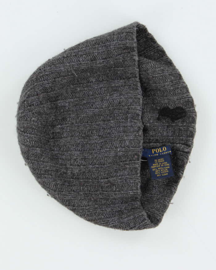 Vintage Polo Ralph Lauren Ribbed Wool Blend Skull Cap Beanie - O/S