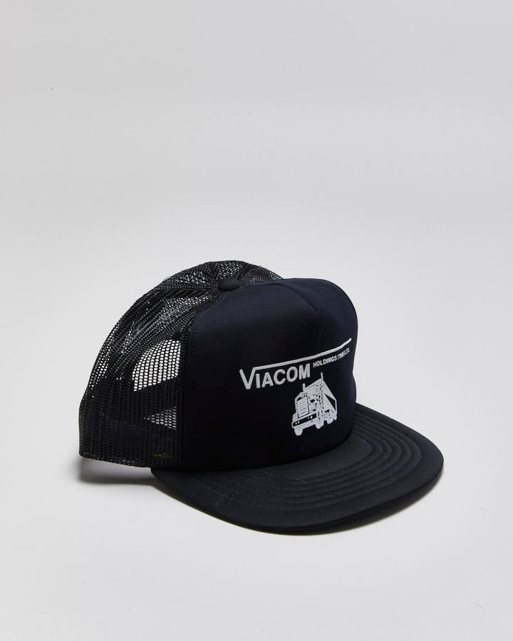 Vintage 1980s Black Trucker Cap - O/S