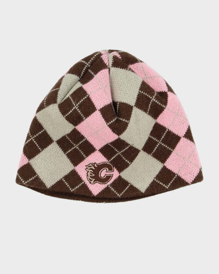 Vintage Y2K 00s Calgary Flames NHL Argyle Skull Cap Beanie - OS